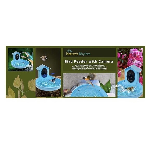 NEW Nature’s Rhythm Smart Bird Bath Feeder Video Recorder AI Bird Identification - Picture 6 of 16